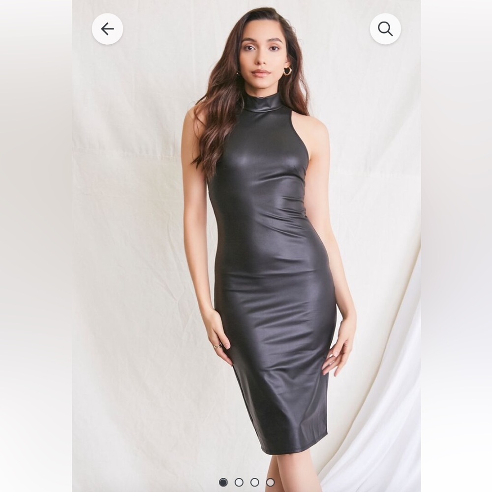 Faux leather slit dress